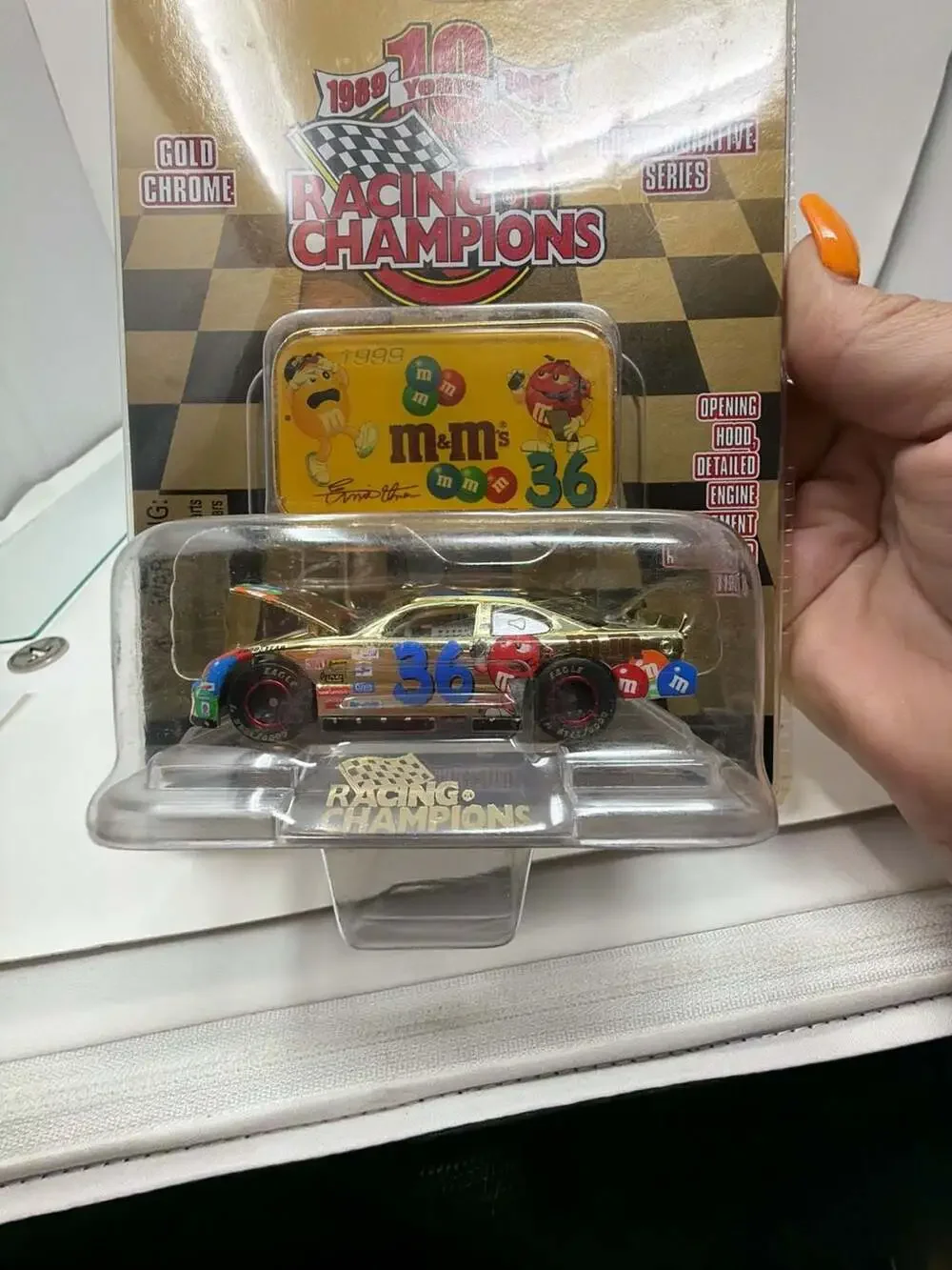Racing Champions 1999 M&M's #36 Ernie Irvan 10th Anniversary Gold Chrome Diecast